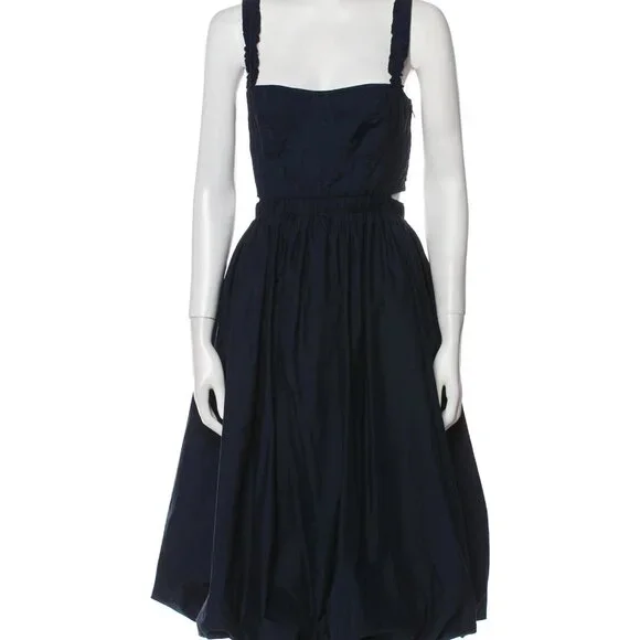 Ulla Johnson Square Neckline Midi Dress in Navy - Picture 2 of 4
